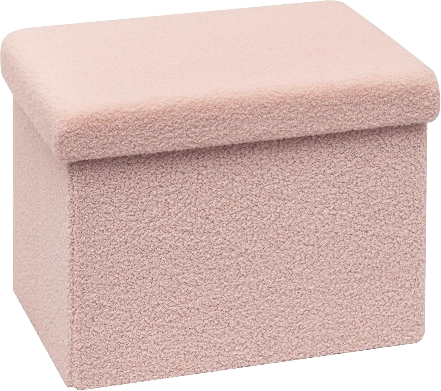 16.5L 12.6W 12.6H PINPLUS Sherpa Storage Ottoman Footrest Stool - Plush Foldable Cube with Hidden Compartment
