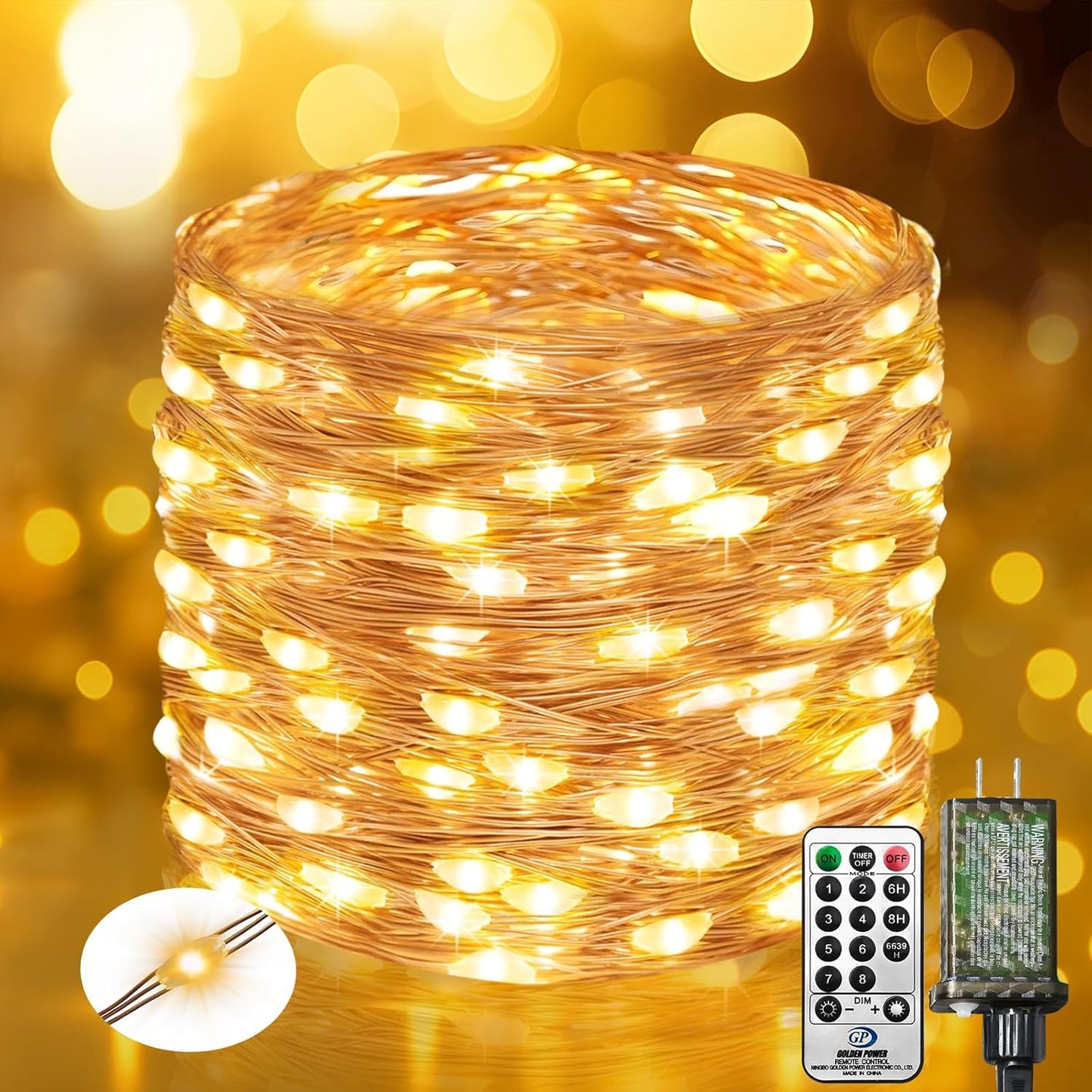 165FT 500 8 btfarm Fairy Lights Plug in with Remote, LED Outdoor Twinkle Lights Waterproof with Timer, Modes Indoor