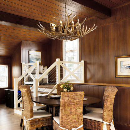 LUJIAODS Antlers Chandelier 8 Light,Deer Chandelier Fixtures,Rustic Farmhouse Horn Antler Lighting for Living Room Bedroom Dining Room Kitchen Cafes,Bars,Kitchen Foyer(8 Lamp Arms+ 3 Arms)