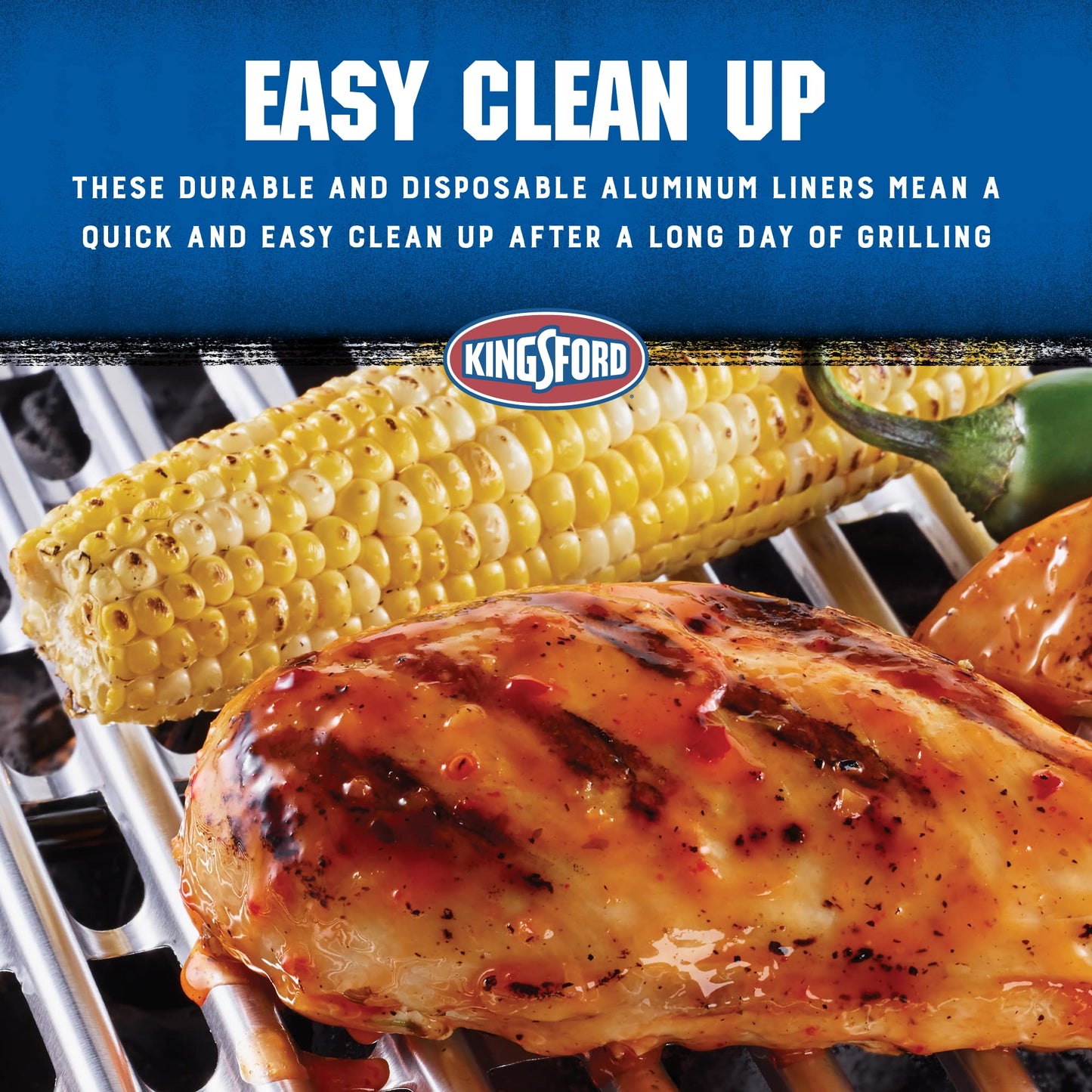 Kingsford Extra Tough Aluminum Grill Liners, Disposable Foil Grill Toppers for Outdoor Grills, Helps Keep Food and Sauce from Falling Through Grates, 16 x 11.75 in, 14 Count