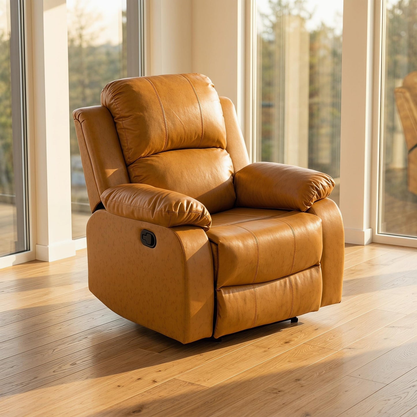 Trygoal Manual Recliner Chair, Nursery Rocking Chair, Recliner Chair for Adults, Lazy Boy, Gaming Recliner wih Overstuffed Arms, Suitable for Home Theater, Living Room, Bedroom, Ginger