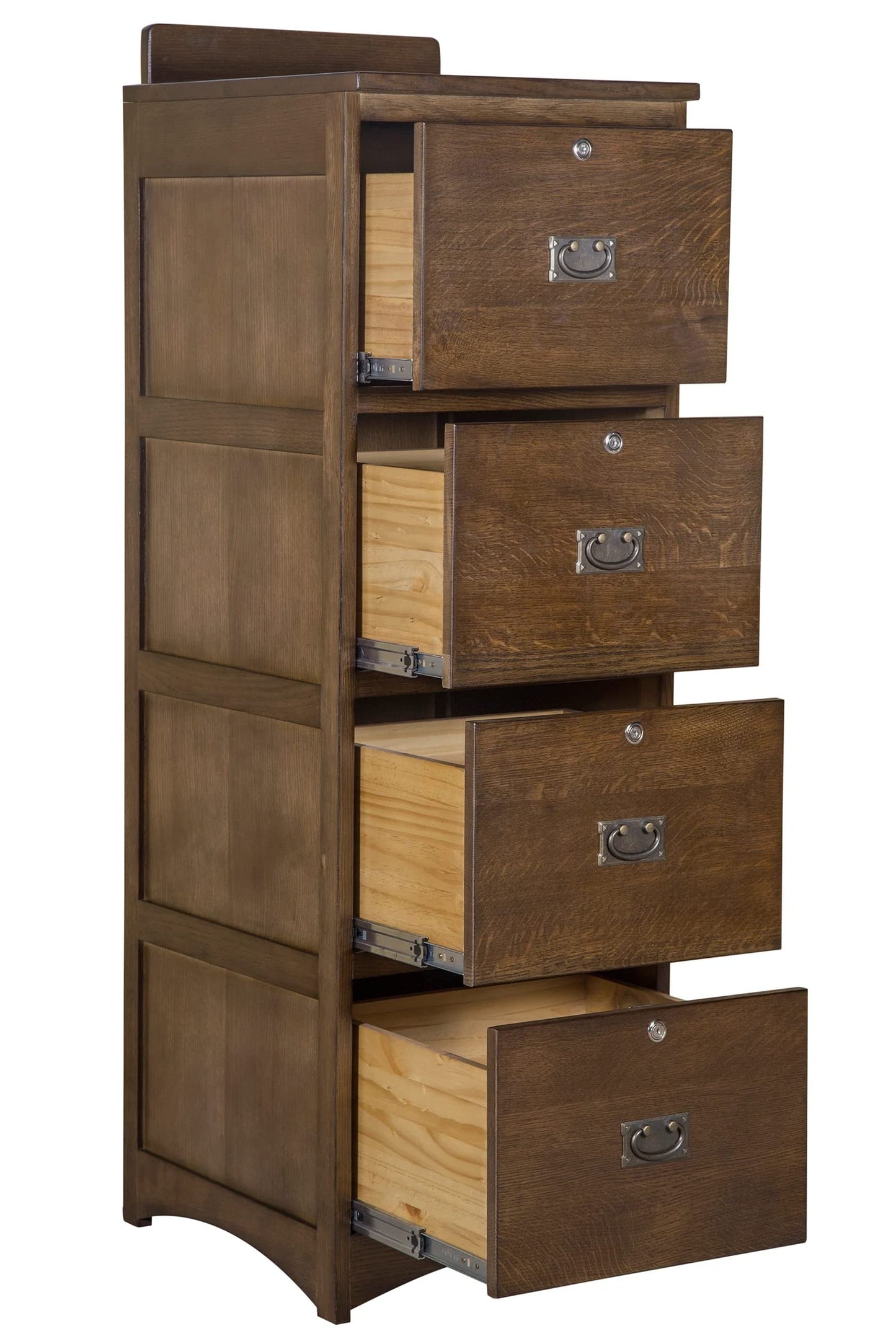 Crafters and Weavers Mission Solid Oak 4 Drawer File Cabinet - Dark Brown Walnut