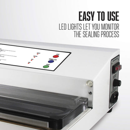Weston Brands Vacuum Sealer Machine for Food Preservation & Sous Vide, Extra-Wide 5mm Bar for Sealing Bags up to 15", 935 Watts, Pro-2100, White (65-0101)