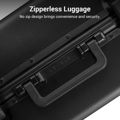 LEVEL8 Zipperless Carry On Suitcase Airline Approved with Aluminum Frame, Hard Shell Luggage with Spinner Wheels, Metal Travel Luggage, 20 Inch, Black