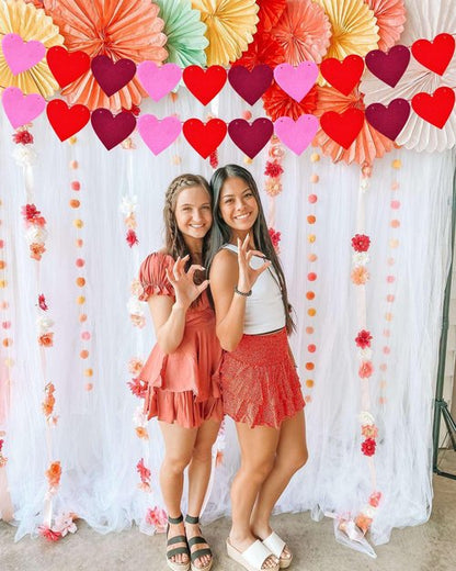 4 Pack Felt Heart Garland Banners,Felt Red Pink and Hot Pink Valentines Day Heart Decorations,Valentines Felt Heart Garland Banner for Valentines Day Anniversary Wedding Party Decorations Supplies