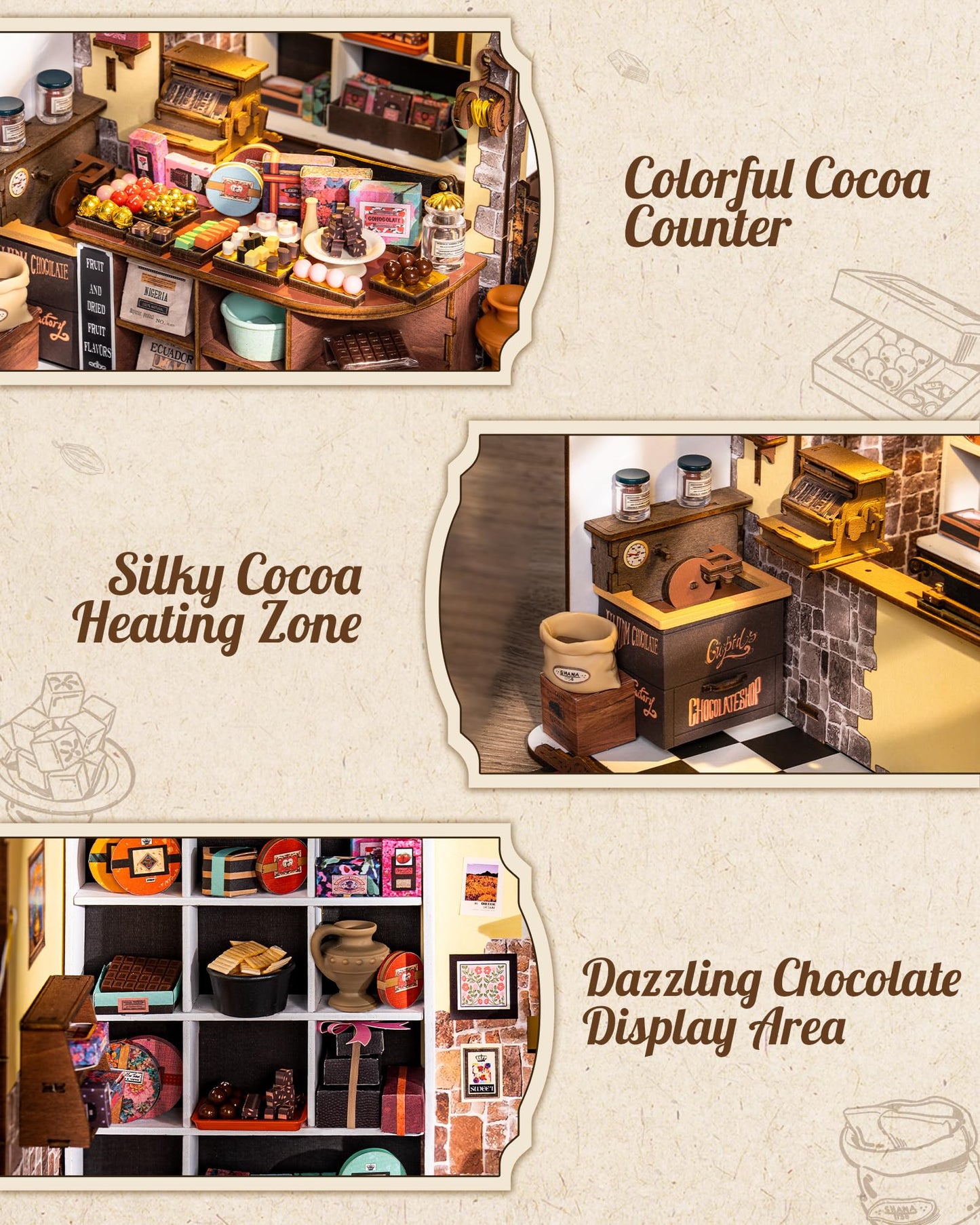 Rolife DIY Miniature House Kit Henry's Chocolate Shop, Tiny House Book Nook for Bookshelf Decor, 3D Puzzles Model Building Kits for Teens, Birthday Gifts/Craft Kits for Girls Boys (Henry's Chocolate)