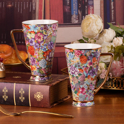 KAMMAK Ceramic Coffee Mugs 20 oz Tall Porcelain Coffee Cups Set of 2 Large Novelty Mugs with Handle Vintage Tea Cups Cappuccino Mug for Latte, Americano, Breakfast Cereal, Hot Cocoa, Drinks