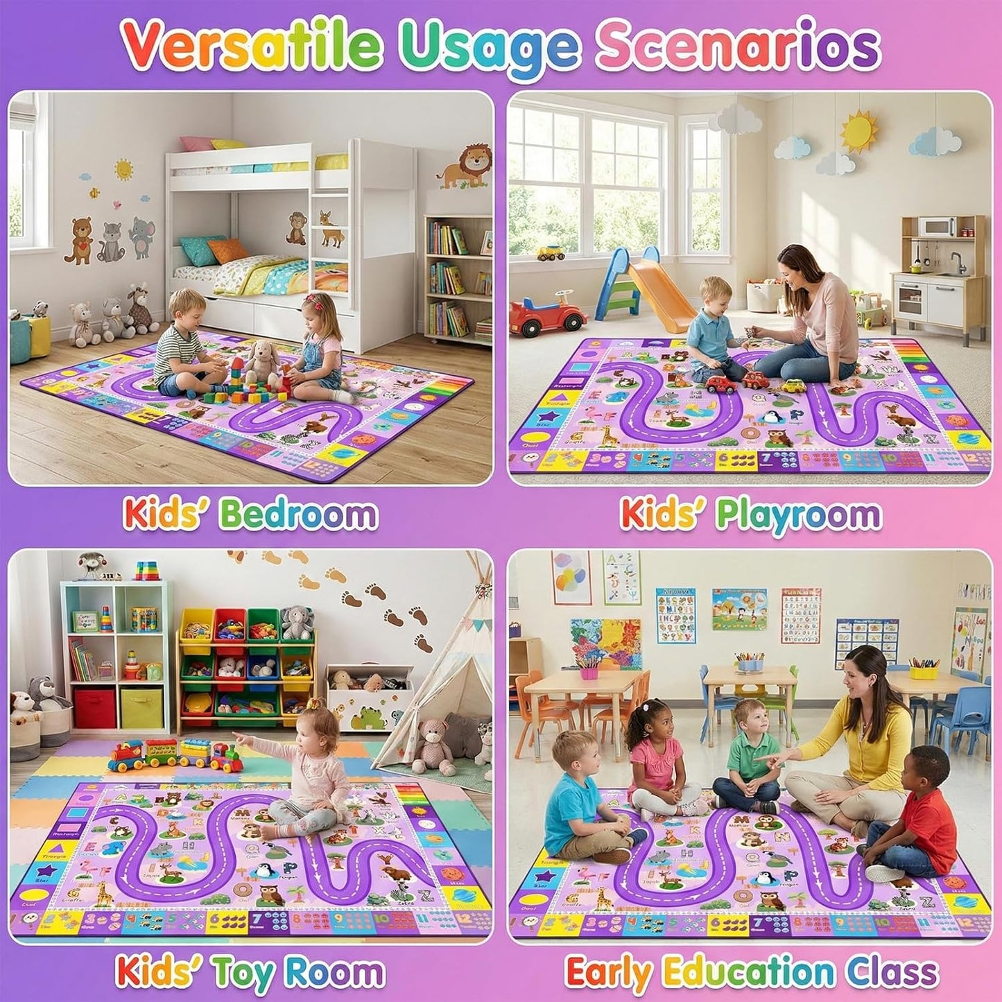 2.5x4 Kids Rugs for Playroom Feet, Educational ABC Alphabet Rug with Numbers Seasons, ABC Rugs for Kids Playroom