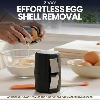 Egg Cracker & Egg Peeler Tool for Hard Boiled Eggs - Egg Shell Opener for Clean Boiled Egg Peeling - Egg Opener & Kitchen Gadget for No Mess Breakfast & Meal Prep (Black)