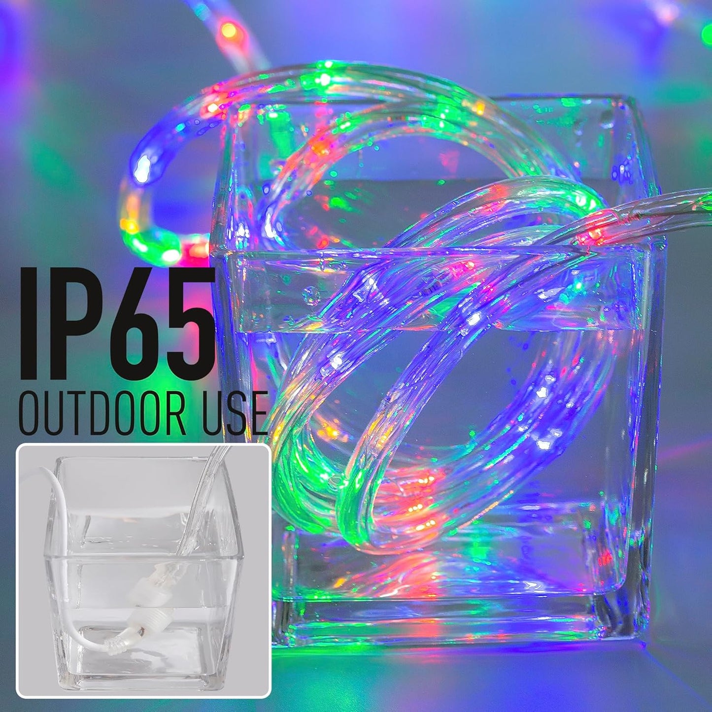 20ft 8 Rope Lights Outdoor, Connectable & Flexible Tube Lights with Modes Controller,Waterproof Multicolor LED Rope