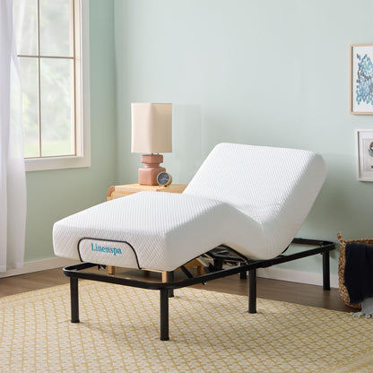 Linenspa Adjustable Bed Frame - Independent Head and Foot Incline - Powerful Quiet Motor - Easy Toolless Assembly - Lounging - TV - Working - Reading - Ergonomic - Electric Bed Base - Twin XL Size
