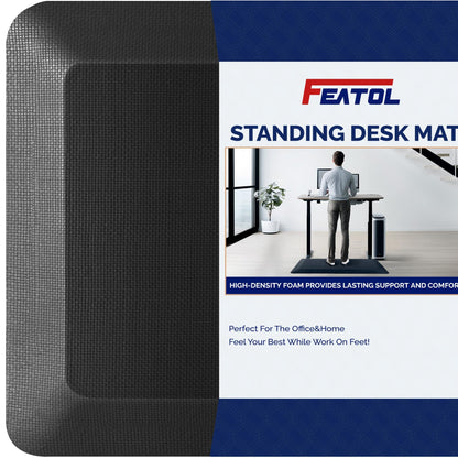 FEATOL Anti Fatigue Mat for Standing, 9/10 Extra Thick Ergonomic Standing Desk Mat, Comfort Memory Foam Standing Mat at Home,Office All Day (20" x 32", Black, 1PC)