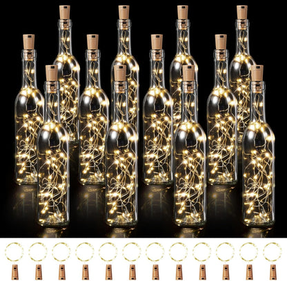 12 Sets 30 Decoration(375 ml,Warm Rtteri Small Empty Wine Bottles with Cork Lights Centerpiece and LED Battery Operated