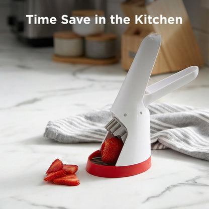Chef'n Hand-Held Slicer Strawberry Slicester, Updated Design, Cherry/Meringue (102-712-400)