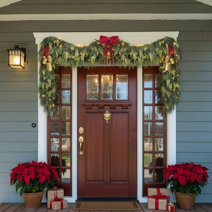 F.ZEGAO 6FT Christmas Cedar Garland Thick & Lush, Real Touch Faux Greenery Christmas Garland for Mantle, Fireplace, Porch, Outdoor & Indoor Holiday Decorations, Not Include Light String (1 Pcs)