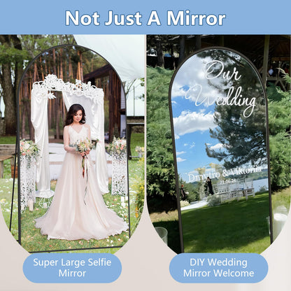 Arched Full Length Mirror, 76"X44" Oversized Black Floor Mirror Full Length, Tempered Glass Large Free Standing Mirror for Bedroom Living Room Clothing Store Gym, Aluminum Alloy Frame