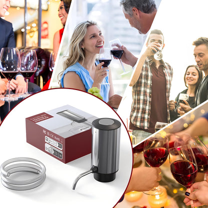 UNICHERRY Electric Wine Aerator Pourer One Touch Wine Accessories Rechargeable 2-in-1 Automatic Wine Decanter Stainless Steel Wine Dispenser Gifts for Wine Lovers