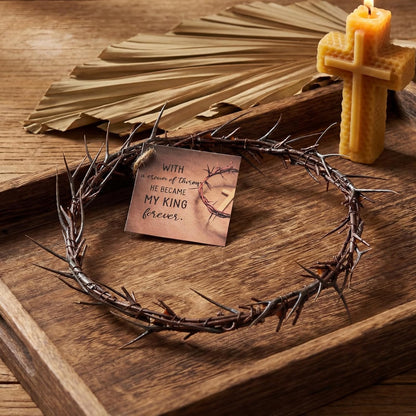 Yinder Crown of Thorns Set - Authentic 8" Jesus Thorn Crown for Lent & Holy Week Decor | Religious Gift