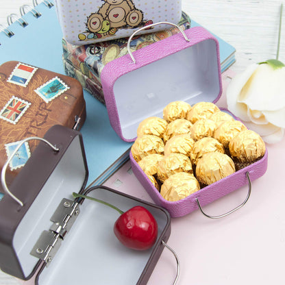 Framendino, 5 Pack Mini Suitcase Boxes Small Cartoon Tin Rectangular Handbag Jewelry Coin Container for Party Wedding Decorations