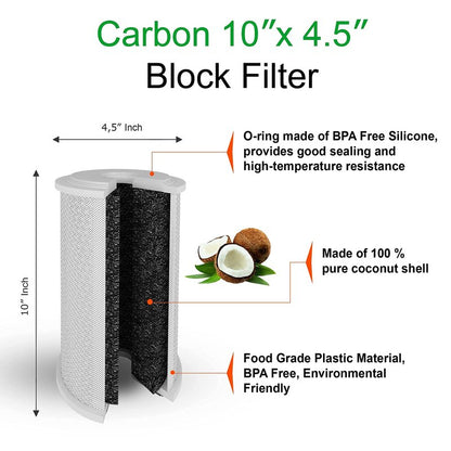 Big CTO Carbon Block Water Filters 4.5" x 10" Whole House Cartridges WELL-MATCHED with CBC Series, WFHDC8001, EP and EPM Series (8 Pack)