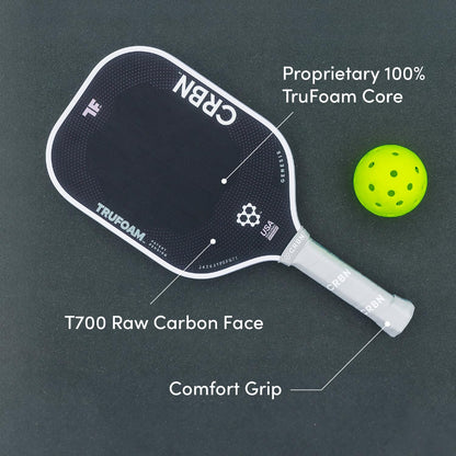 CRBN Pickleball - TruFoam Genesis - Carbon Fiber Pickleball Paddle - First-Ever 100% Foam Core Performance Paddle (Elongated w/Long Handle)