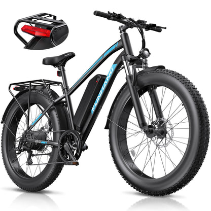 Funhang Electric Bike for Adults, 1000W Peak Ebike, 20MPH 60Miles Electric Mountain Bike, 26" Fat Tire Electric Bicycle with 48V 13AH Battery, Front Suspension,7 Speed, Rear Rack, UL 2849 Certified