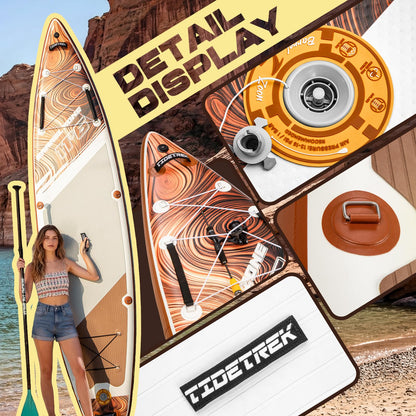 TIDETREK 11'6" Inflatable Stand Up Paddle Boards, Premium SUP Accessories, Non-Slip Comfort Deck for Youth & Adults (Amber Drift)