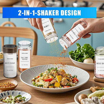 12 Pack 4 oz Set VIBRATITE Spice Jars with Acacia Lids, Round Glass Jars Spice Containers with Labels, Pen, Funnel