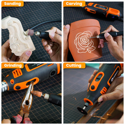 HARDELL 200W Corded Rotary Tool Kit with Fine Speed Control & Flex Shaft 8000-40000 RPM Digital Display, 155Pcs Accessories for Crafting, Cutting, Sanding, Polishing, Drilling, Carving, DIY Projects