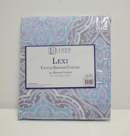 Linen Store 70"x70" Shower Curtain, Printed Durable Fabric Canvas Tub Decor, Water-Resistant, Lexi, Contemporary
