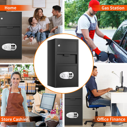 5.6 Cuft Large Depository Drop Safe for Business, Anti-Theft Safe Box with Quick Place Drop Slot, Digital Keypad and Spare Key, Heavy Duty Drop Safes for Business Retail Mail Church Home