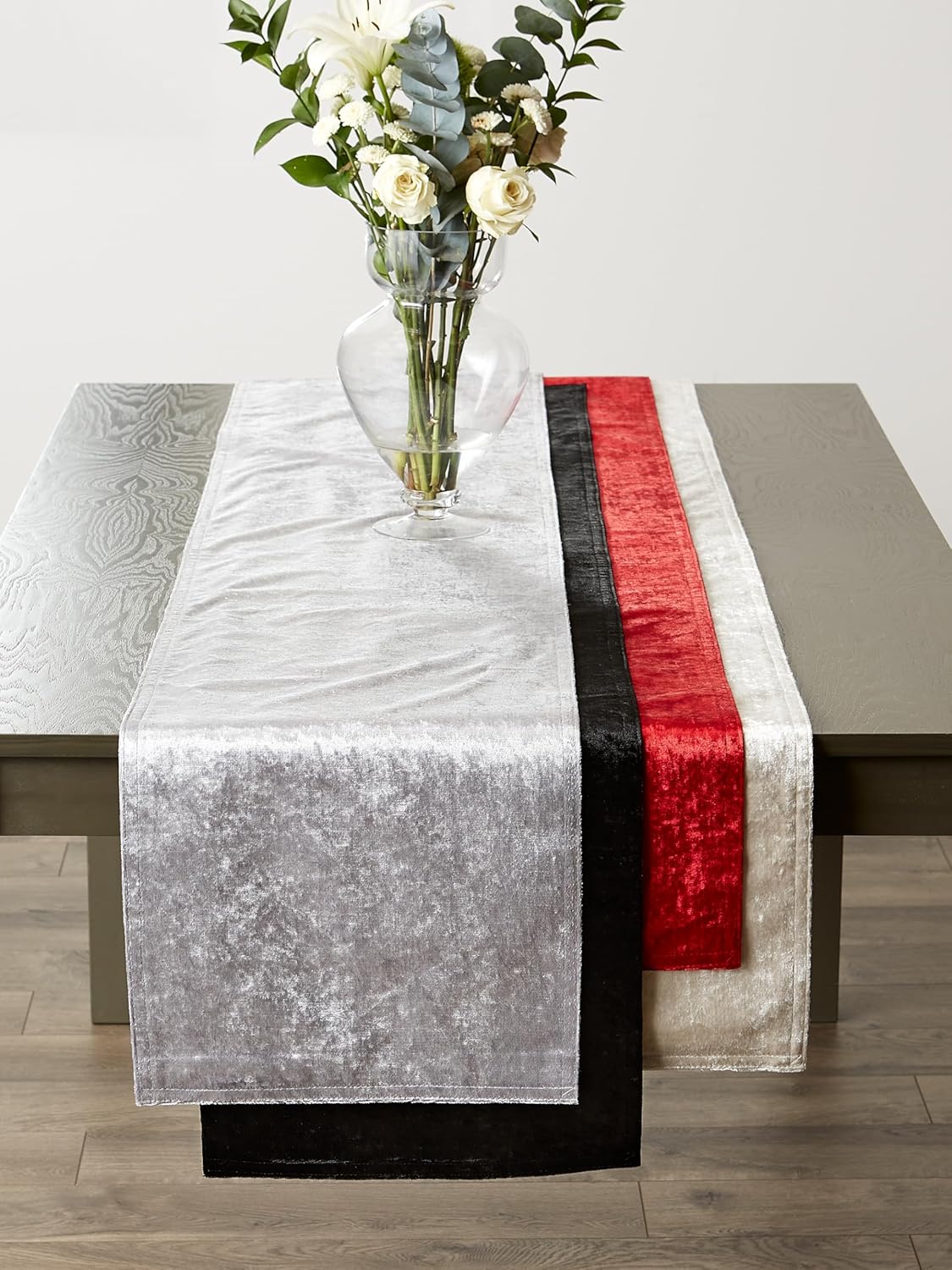 DII Velvet Collection Table Runner, 14x108, Black