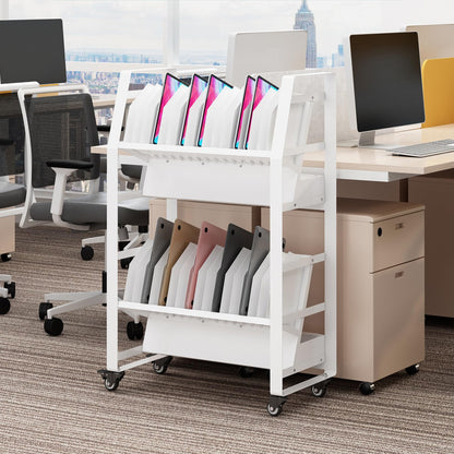 Hymula 32-Device Mobile Charging Storage Cart with Lockable Wheels, 2 Power Strips, Charging Station with Removable Dividers & Cable Management for Laptops, Tablets, iPads, Chromebook for Classroom