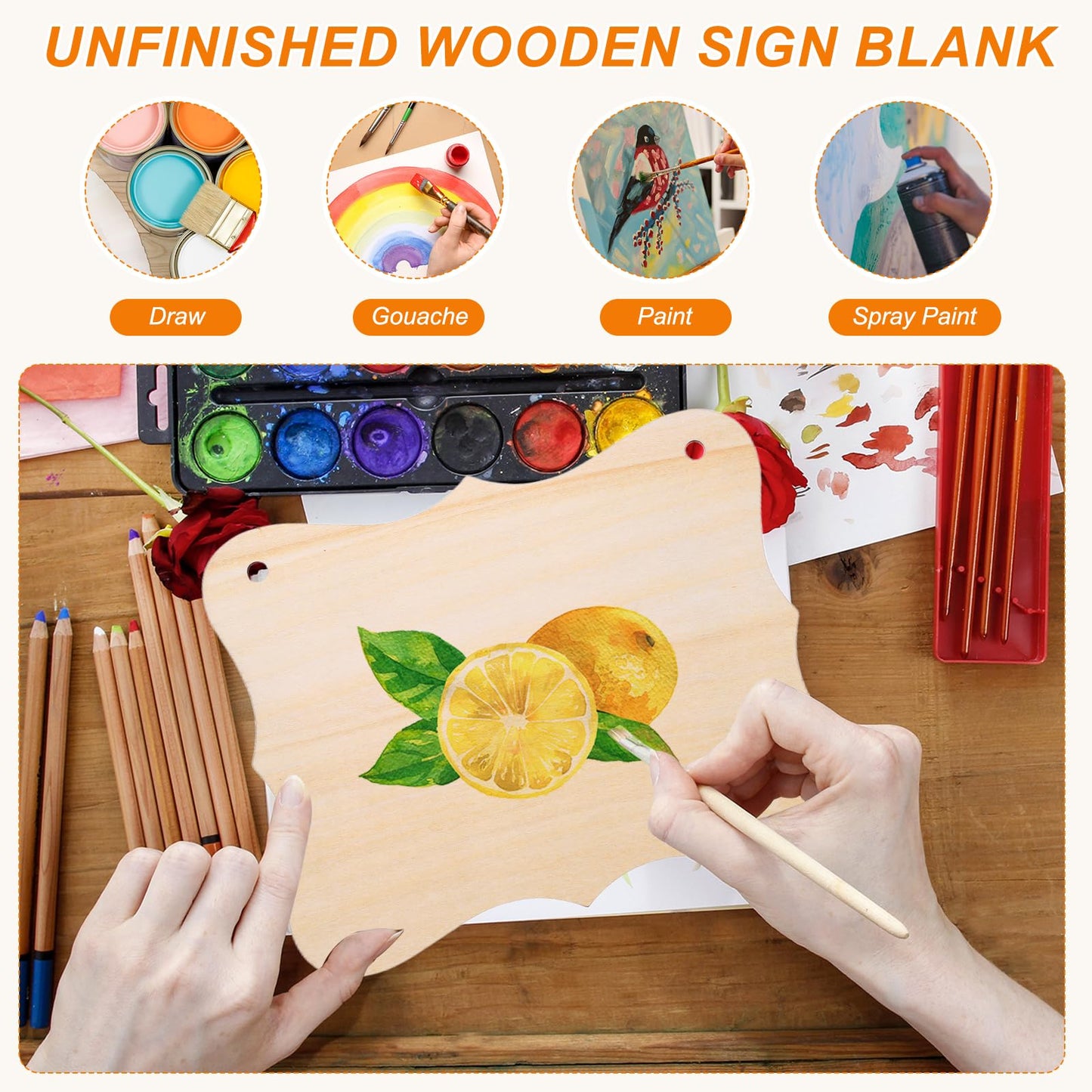 MECCANIXITY Unfinished Hanging Wood Sign Blank with Ropes 9"x6" Unfinished Wood Crafts Boards Wooden Plaques for Crafts DIY Painting Burning Carving Door Wall Decoration, Style 8, Pack of 12