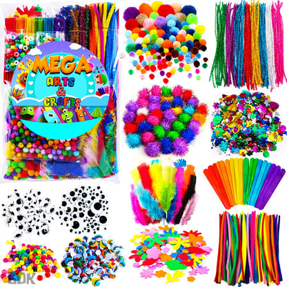 Goody King Arts and Crafts Supplies for Kids - 1170Pcs+ Craft Art Supply Kit for Toddlers Kids Craft Supplies & Materials Age 4 5 6 7 8 9 - Christmas D.I.Y. Crafting School Supplies