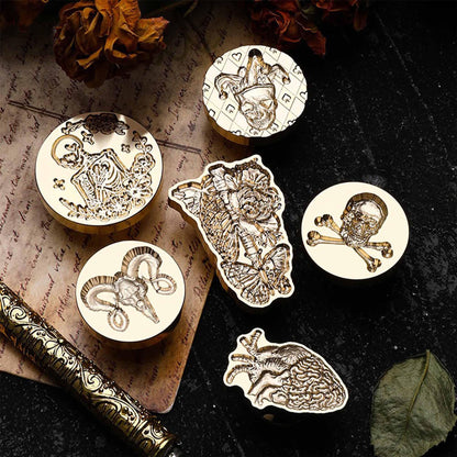 Ychostamp Halloween Wax Seal Stamp - Skull & Crossbones Sealing Wax Stamp, Brass Specimen of Bone Seal Head for Halloween Wedding Invitation Card, Envelopes, Gift Decoration