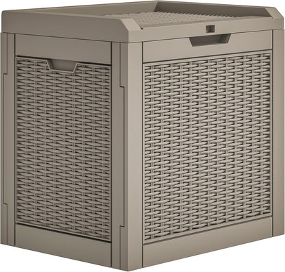 32 YITAHOME Gallon Deck Box, Resin Storage with Lockable Lid & Side Handles, Indoor Outdoor Small Container for Patio
