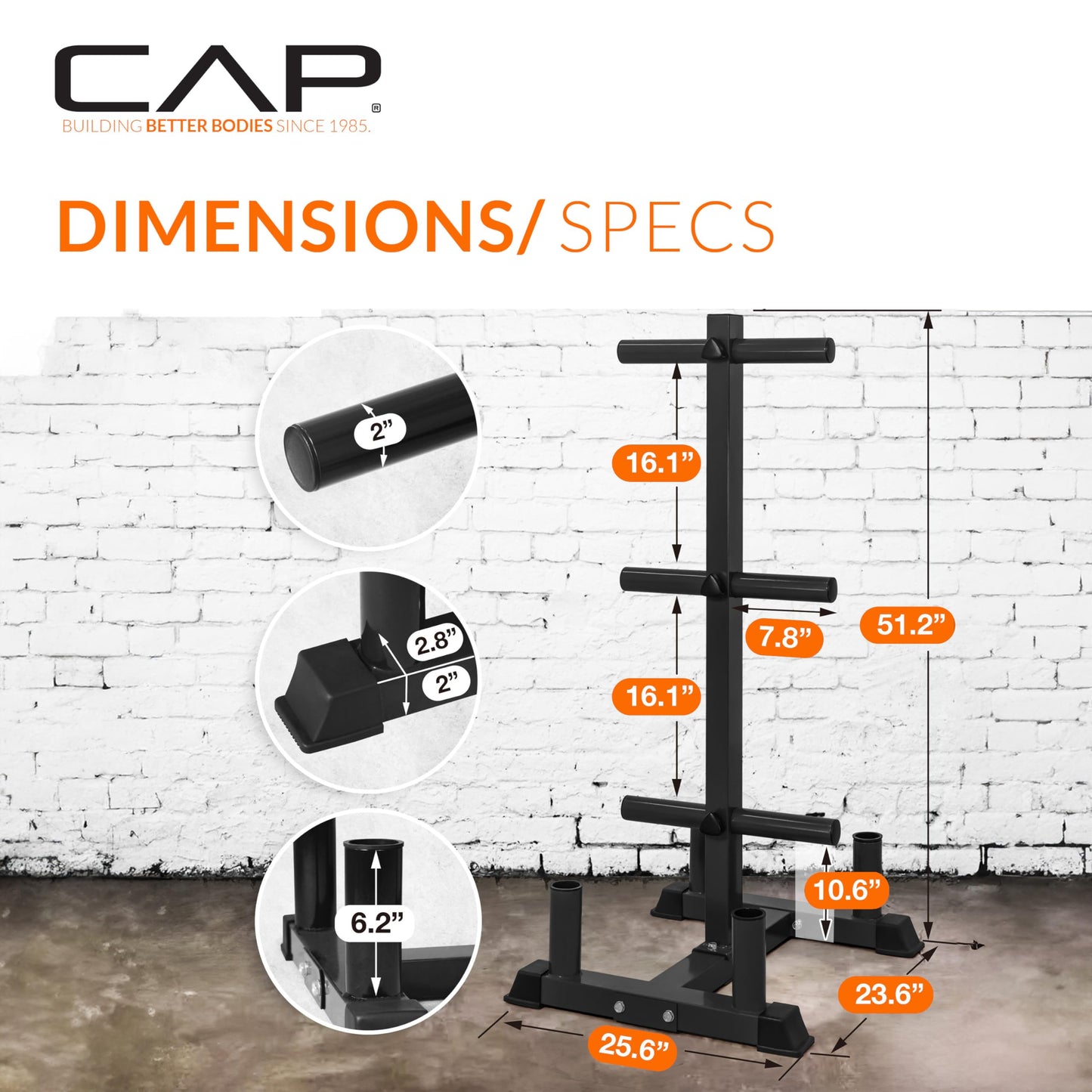 CAP Barbell 370 lb Economy - Speckled Olympic Plate Set with Traditional Plate Rack & Barbell Storage | 6 Weight Posts + 4 Barbell Holders