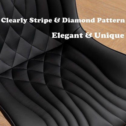 YOUTASTE Black Dining Chairs Set of 2 Mid Century Modern Kitchen&Dining Room Chairs Armless Upholstered Faux Leather Accent Chairs with Back Metal Vanity Lounge Side Chair for Living Room Bedroom