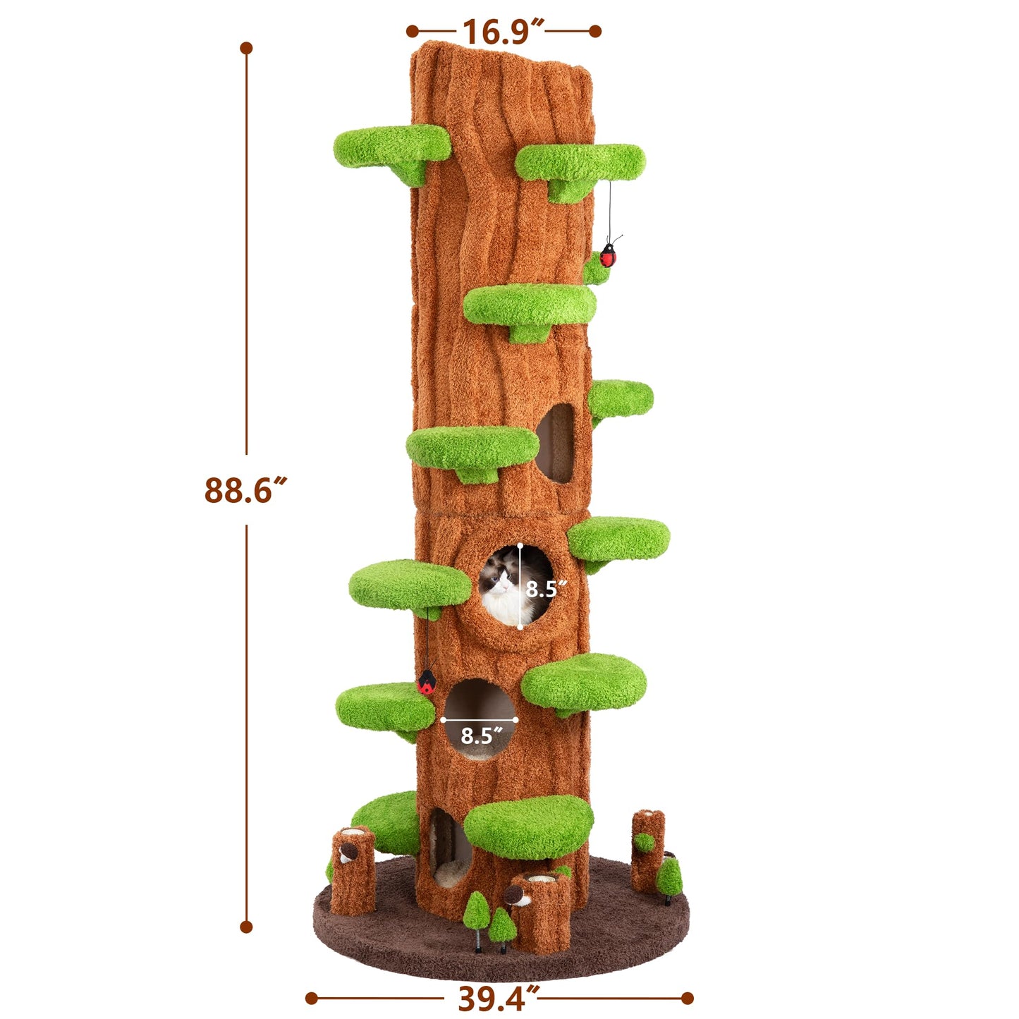 Luxury Cat Tree Tower for Indoor Cats,88.6" Tall Cat Tree,Multi-Level Furniture Activity Center with Scratching Posts Stand House Condo Funny Toys Kittens Pet Play House