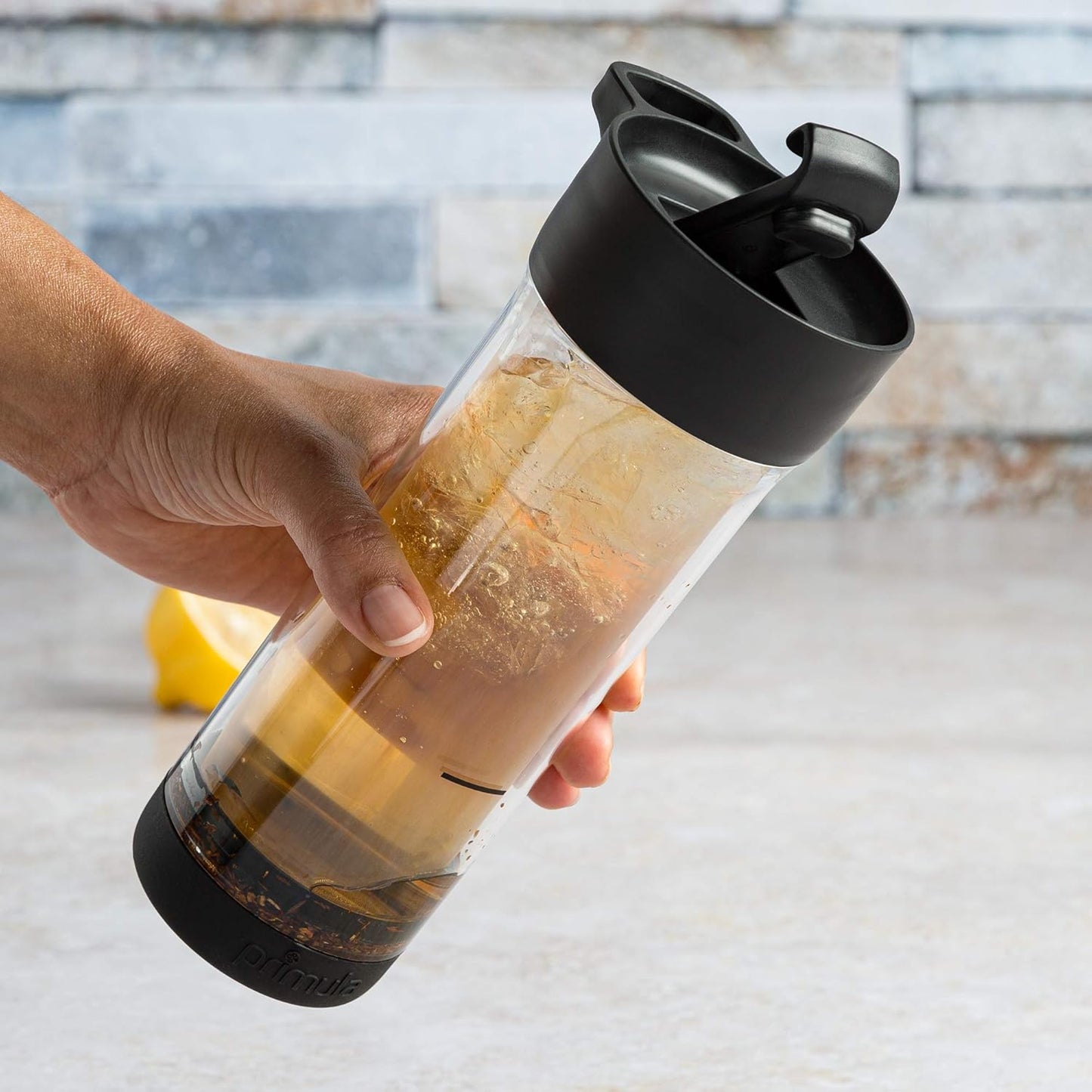 Primula Press and Go Iced Tea Maker - Travel Tumbler, Infuser Bottle, 16-Ounce, Black, Dishwasher Safe