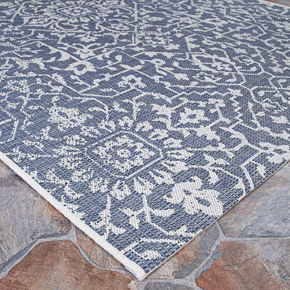 Couristan Monte Carlo Palmette Area Rug, 2' x 3'7", Indoor/Outdoor, Navy-Ivory