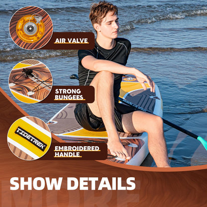 TIDETREK 11'/11'6" x 33"/34" x 6" Inflatable SUP Paddle Board – Extra-Wide, Stable Stand Up Paddle Board with Premium Full Accessory Set for Adults & Youth (Earth Pulse, 11'x34 x6)