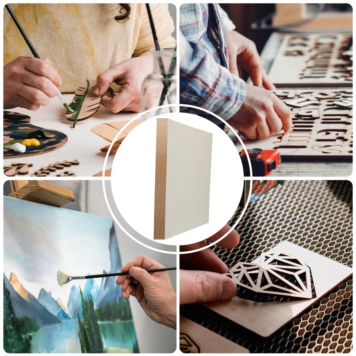 Yuanan 12 PCS Basswood Sheets, 12×12 Inch 2 mm Plywood Sheets Unfinished Wood for Laser Cutting Thick Linden Square, Engraving, DIY Handicrafts, Painting and Carving