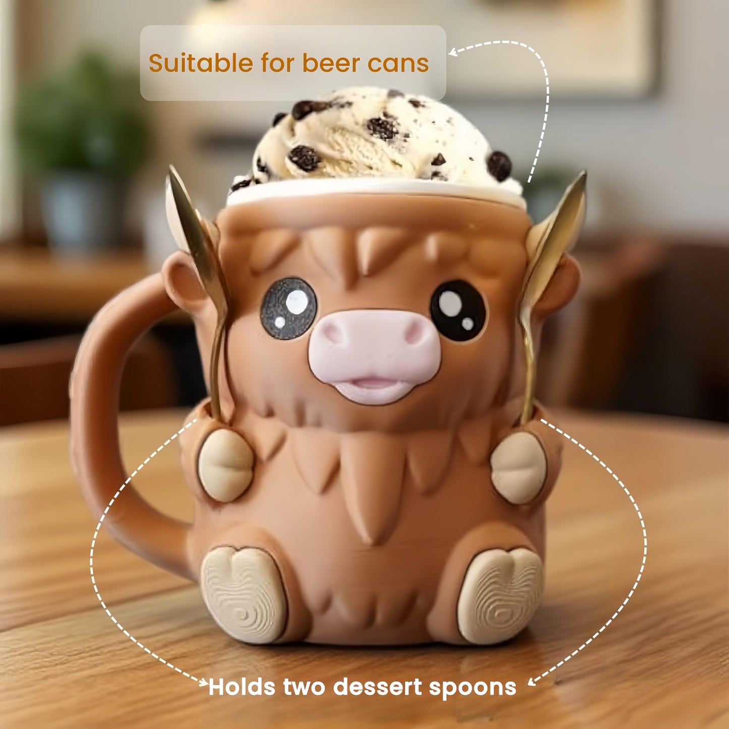 Highland Cow Ice Pint Holder-Container Leak Proof Popsicle,16 OZ Ice Cream Cups,Ice Pint Holder Compatible with Ben & Jerry’s Ice Cream,Gift for Cream Lovers (Pink)