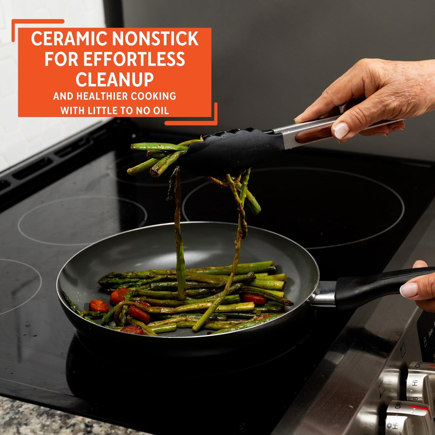 IMUSA 10-Inch PFAS Free Ceramic Nonstick Fry Pan, Gray Aluminum Skillet for Sautéing, Stir Frying & Everyday Cooking