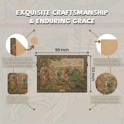 C Charlotte Home Furnishings Inc La Prise de Lille II Belgian Tapestry Wall Hanging | Viscose Cotton and Polyester Blend Wall Art | 53 in. x 98 in | Home Decor Accents