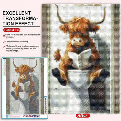 3 Pack Cute Cow Bathroom Diamond Art Kits - DIY 5D Farm Animal Diamond Painting Kits for Beginners, DIY Full Drill Diamonds Painting Kits Pictures with Diamond Gem Art Home Wall Decor 12'' x16''
