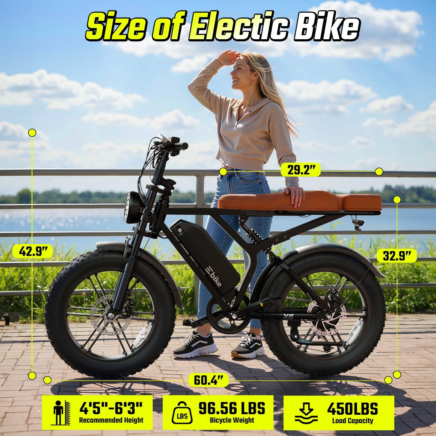Electric Bike for Adults, Peak 1500W Motor, 30 MPH 60 Miles, 20"x4.0" Fat Tire Retro E Bike, 48V 15Ah Removable Battery, 7-Speed Ebkie for City Commuting, Off-Roading, Mountain, UL 2849 Carbon Black