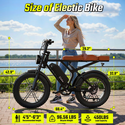 SISIGAD Electric Bike for Adults, Peak 1500W Motor, Range 70Miles, Fat Tire 20" Retro Ebike, 48V 15Ah Removable Battery, 7-Speed E Bike for City Commuting, Off-Roading, Mountain, UL 2849 Dark Black